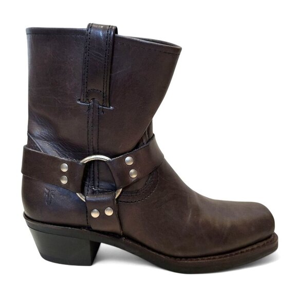 FRYE 8R Harness Short Boot Brown Oiled Leather Western Cowgirl Moto Engineer - Picture 1 of 12